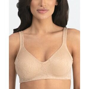 Dominique 6018 Wire Free Bra Nude Lace Smoothing Power Mesh 40F NEW
